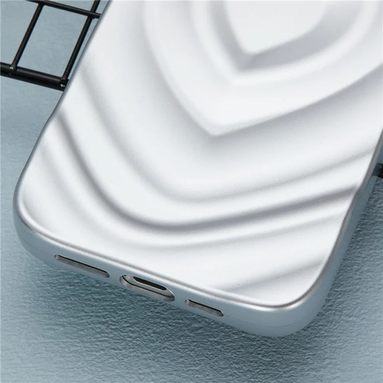 Série WT pour étui iPhone 15 Pro Max Coque de téléphone antichoc TPU Creative Heart Wave Pattern - Argent