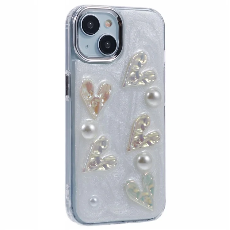 Funda para iPhone 14 Serie YH, estética 3D con patrón de epoxy, cubierta de teléfono TPU - Corazón de amor