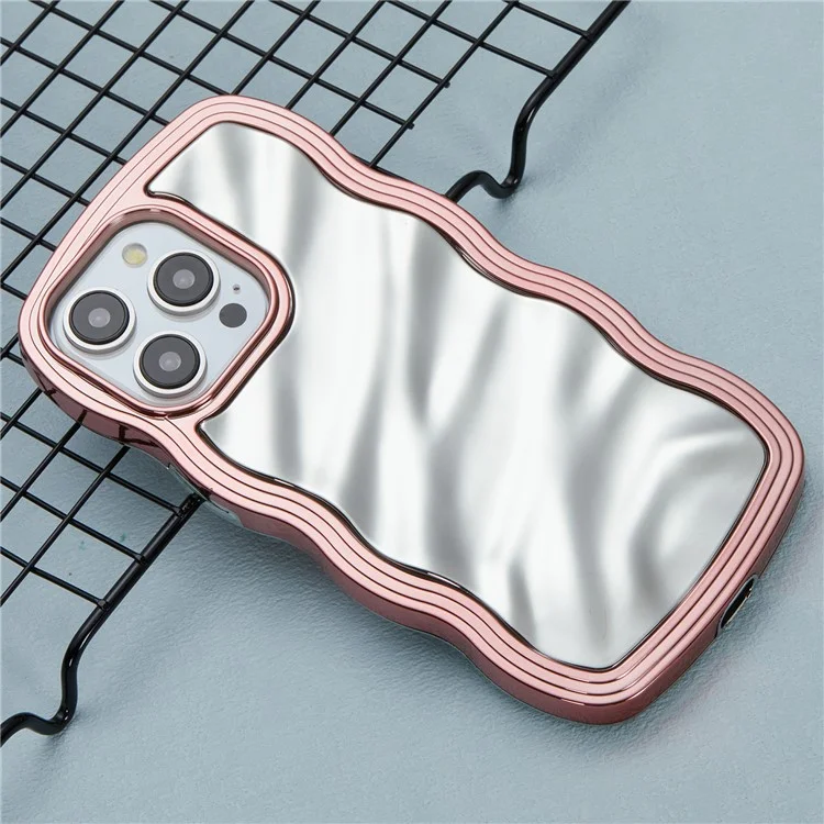 WT-Serie für iPhone 12 / 12 Pro Electroplating Case Curly Wave Frame Soft TPU Phone Cover - Roségold