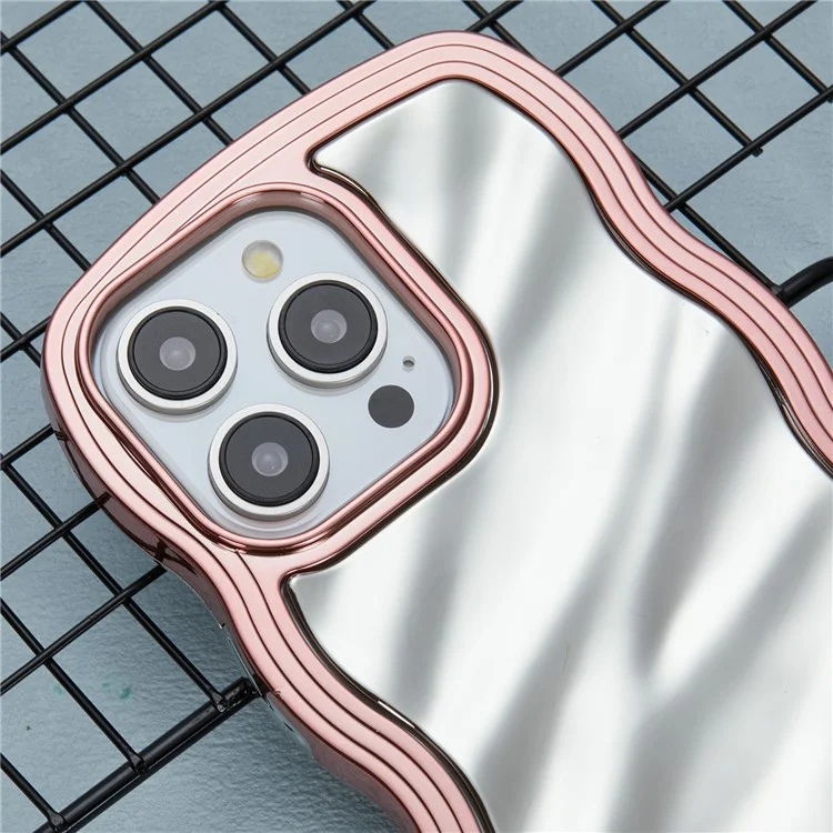 WT-Serie für iPhone 12 / 12 Pro Electroplating Case Curly Wave Frame Soft TPU Phone Cover - Roségold