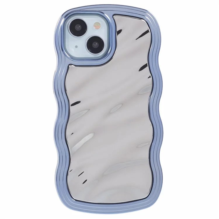 WT-Serie für iPhone 14 Case Wave Frame Curly Shape Anti-Slip TPU Phone Cover - Sky Blue