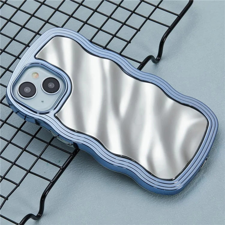 WT-Serie für iPhone 14 Case Wave Frame Curly Shape Anti-Slip TPU Phone Cover - Sky Blue