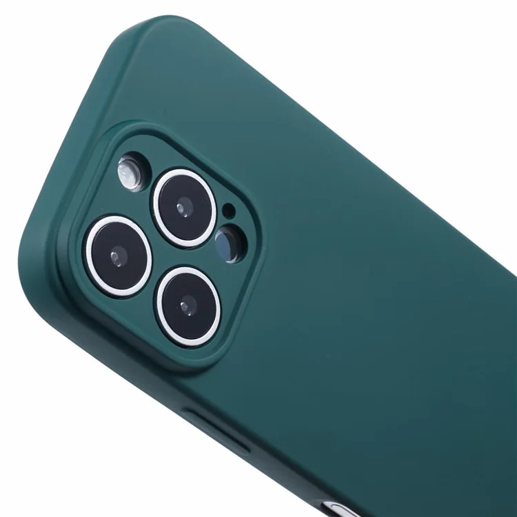 For iPhone 16 Pro Crossbody Case Flexible TPU Fiber Lining Anti-Shock Phone Cover - Army Green