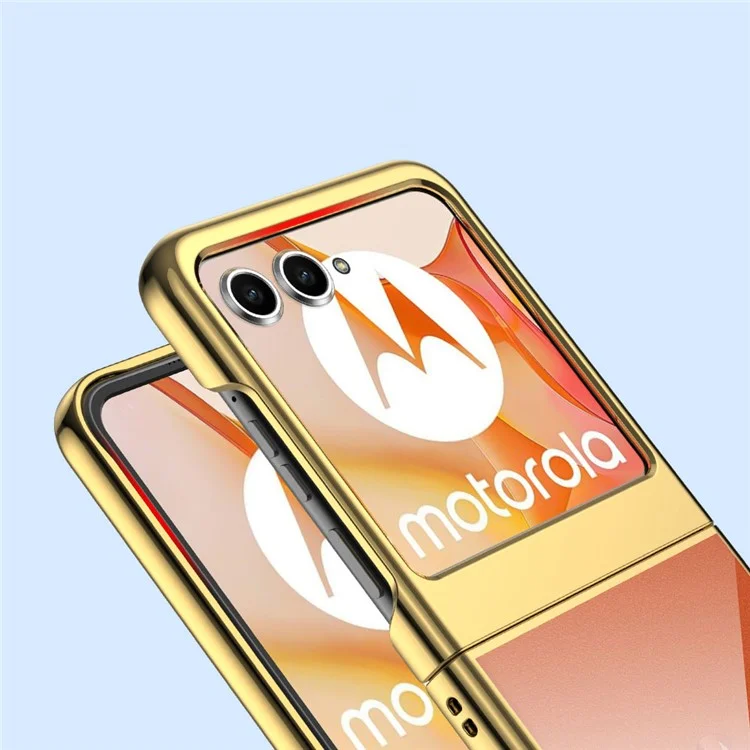 Per Motorola Razr 50 5G Case Electroplating Ultra Thin Transparent PC Phone Cover - Gold