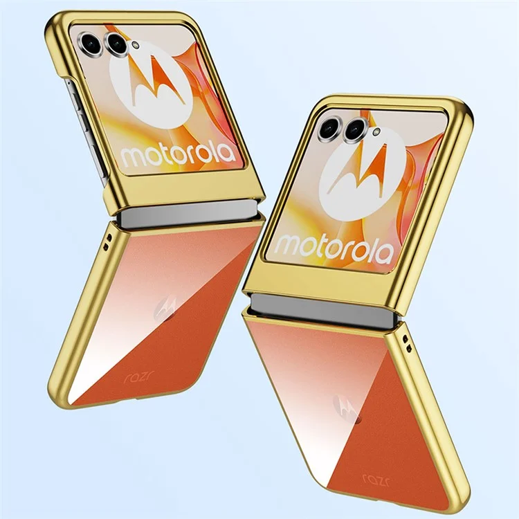 Per Motorola Razr 50 5G Case Electroplating Ultra Thin Transparent PC Phone Cover - Gold
