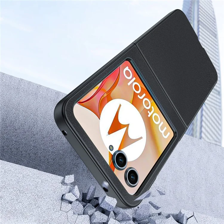 Para Motorola Razr 50 5G Case Ultra Thin Leather Coated Hard PC Folding Phone Cover - Orange
