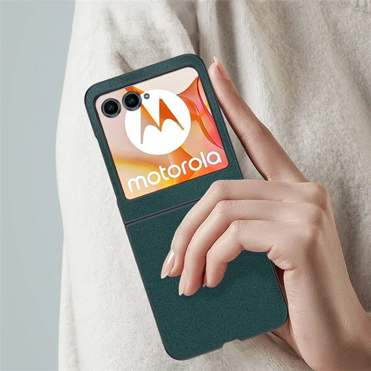 Para Motorola Razr 50 5G Case Ultra Thin Leather Coated Hard PC Folding Phone Cover - Orange