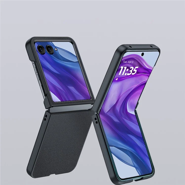 Für Motorola Razr 50 Ultra 5G Case PU Leder + PC Schutzhülle - Schwarz