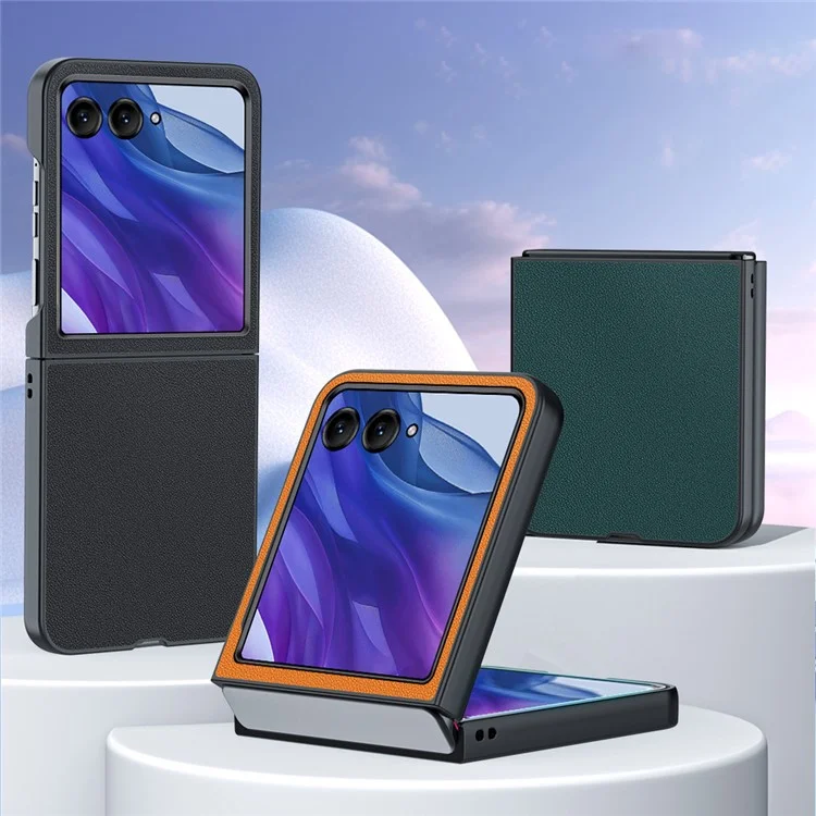 Für Motorola Razr 50 Ultra 5G Case PU Leder + PC Schutzhülle - Schwarz