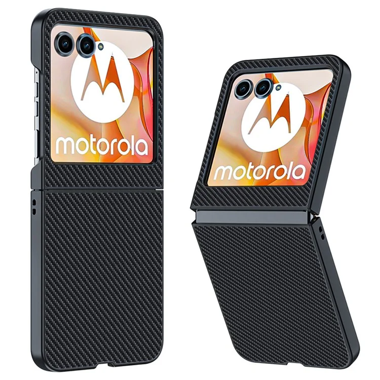 Para Motorola Razr 50 5G Case Carbon Fiber Texture Ultra Slim Hard PC Phone Cover - Carbon Fiber Black