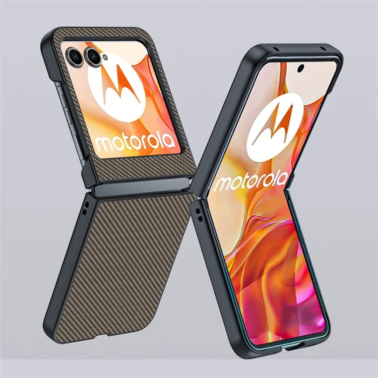 Para Motorola Razr 50 5G Case Carbon Fiber Texture Ultra Slim Hard PC Phone Cover - Carbon Fiber Black