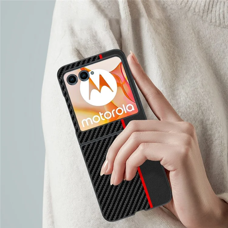 Para Motorola Razr 50 5G Case Carbon Fiber Texture Ultra Slim Hard PC Phone Cover - Carbon Fiber Black