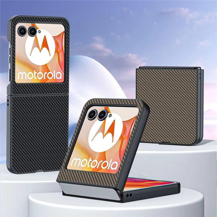 Para Motorola Razr 50 5G Case Carbon Fiber Texture Ultra Slim Hard PC Phone Cover - Carbon Fiber Black