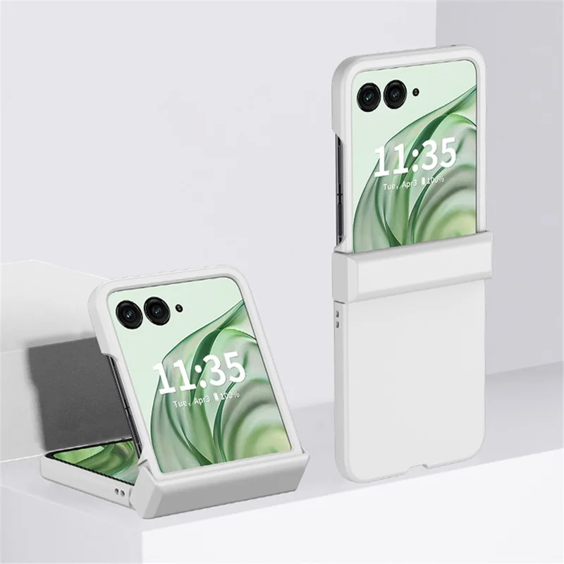 For Motorola Razr 50 Ultra 5G Case Hinge Protection Skin-touch PC Phone Cover - White