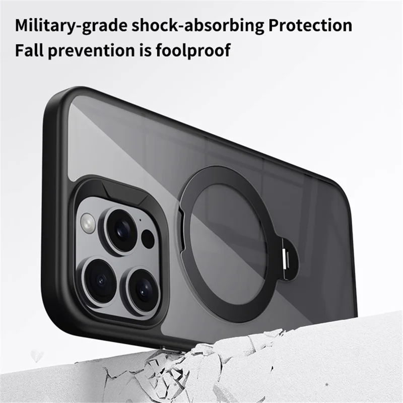 For iPhone 13 Pro Max Magnetic Case Ring Kickstand PC+TPU Protective Phone Cover - Blue