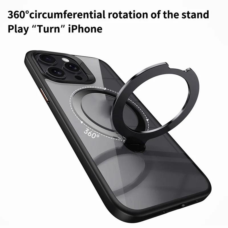 For iPhone 13 Pro Max Magnetic Case Ring Kickstand PC+TPU Protective Phone Cover - Blue