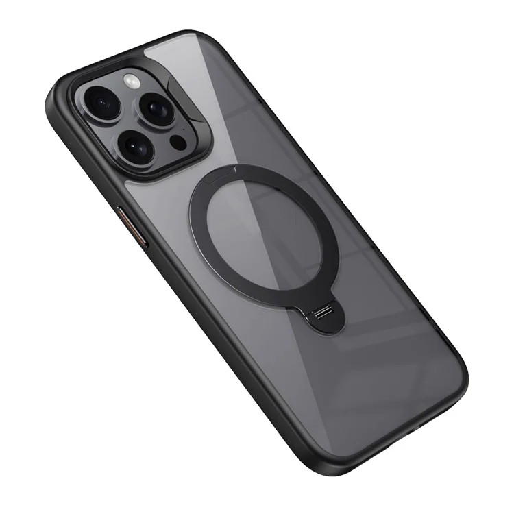 Für iPhone 13 Pro Max Magnetische Hülle Ring Ständer PC+TPU Schutzhülle - Schwarz
