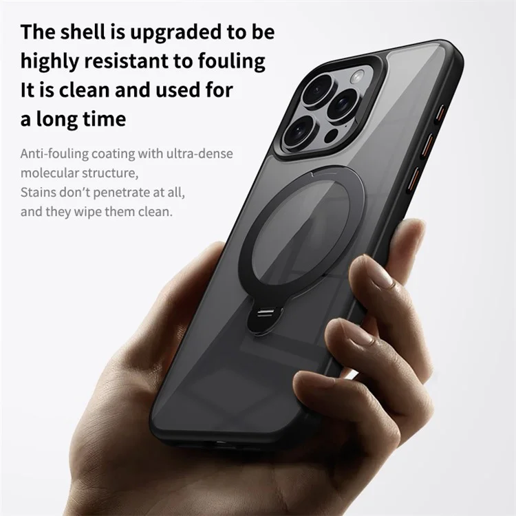 Pour iPhone 14 Pro Étui de support magnétique PC+TPU Housse de téléphone compatible avec MagSafe - Gris