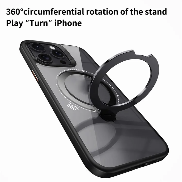 Pour iPhone 14 Pro Étui de support magnétique PC+TPU Housse de téléphone compatible avec MagSafe - Gris