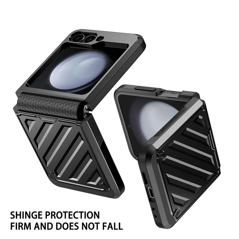 For Samsung Galaxy Z Flip5 5G Case Hinge Protection TPU+PC Electroplating Cover - Black