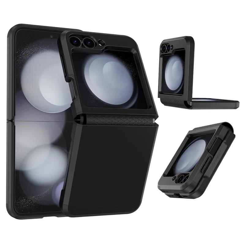 For Samsung Galaxy Z Flip7 FE 5G / Z Flip6 5G Case TPU+PC Phone Cover with Hinge Protection - Black