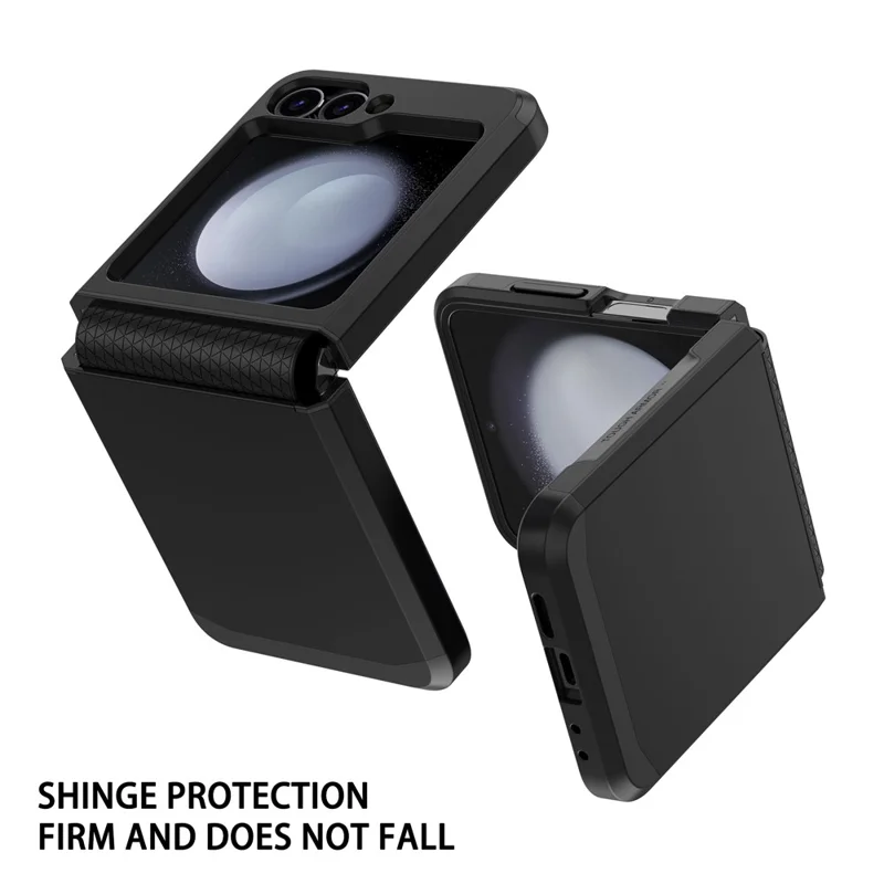 For Samsung Galaxy Z Flip7 FE 5G / Z Flip6 5G Case TPU+PC Phone Cover with Hinge Protection - Black