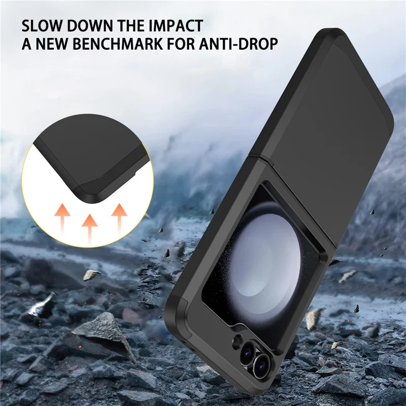 For Samsung Galaxy Z Flip7 FE 5G / Z Flip6 5G Case TPU+PC Phone Cover with Hinge Protection - Black