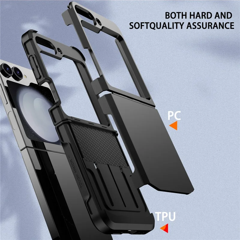 For Samsung Galaxy Z Flip7 FE 5G / Z Flip6 5G Case TPU+PC Phone Cover with Hinge Protection - Black