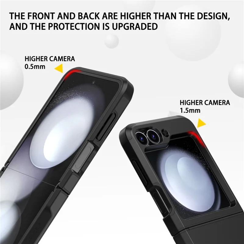 For Samsung Galaxy Z Flip7 FE 5G / Z Flip6 5G Case TPU+PC Phone Cover with Hinge Protection - Black