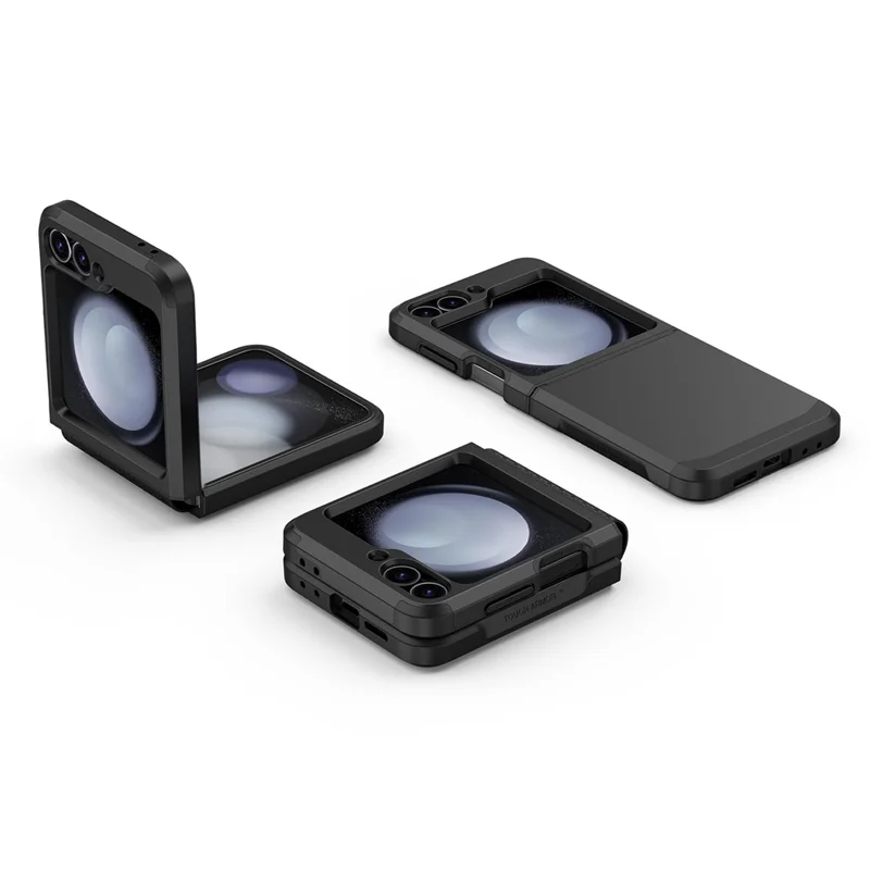 For Samsung Galaxy Z Flip7 FE 5G / Z Flip6 5G Case TPU+PC Phone Cover with Hinge Protection - Black