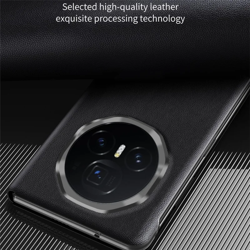 For Honor Magic V3 5G Case View Window PU Leather Stand Smart Phone Cover - Black