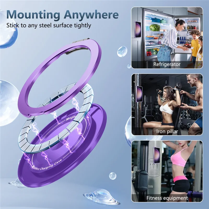 For Samsung Galaxy S23+ Case Magnetic Case Ring Holder PC+TPU Phone Cover - Transparent Purple