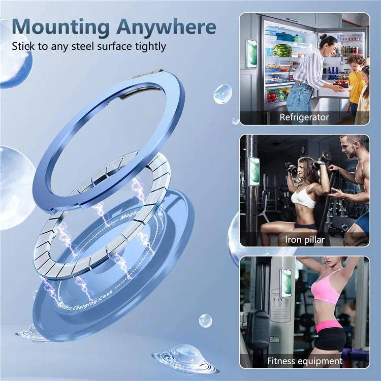 Para Samsung Galaxy S22+ 5G Case PC+TPU Phone Cover Magnetic Ring Holder Kickstand - Transparent Blue