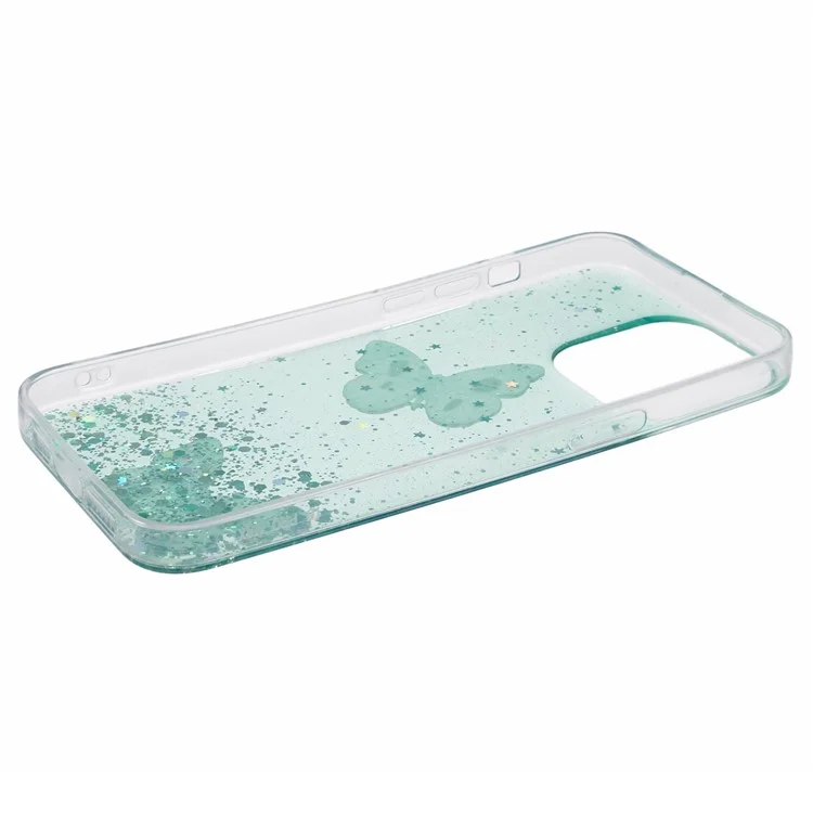 AW-Serie für iPhone 16 Pro Case Epoxy 3D Butterfly TPU Sparkly Glitter Star Phone Cover - Grün