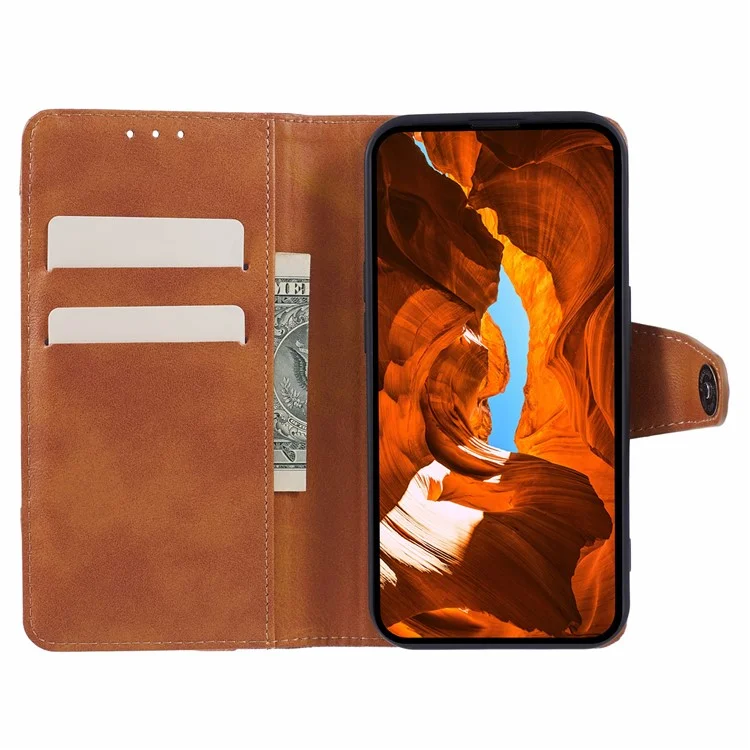 Pour Motorola Moto G64 5G Étui Folio Flip Housse de Téléphone en Cuir Texture Patchwork - Marron