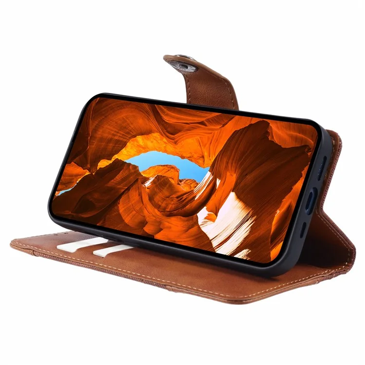 Pour Motorola Moto G64 5G Étui Folio Flip Housse de Téléphone en Cuir Texture Patchwork - Marron