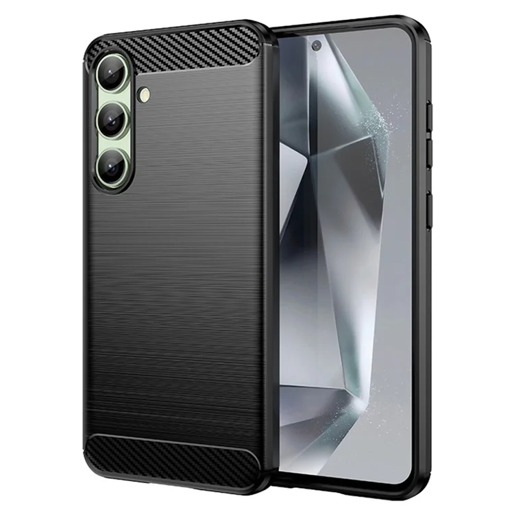 Pour Samsung Galaxy S24 FE Case Carbon Fiber Texture Brossé TPU Phone Cover - Noir