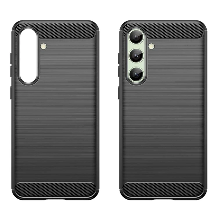 Pour Samsung Galaxy S24 FE Case Carbon Fiber Texture Brossé TPU Phone Cover - Noir