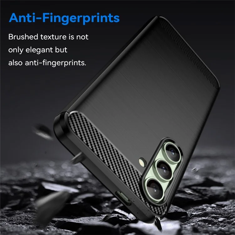 Pour Samsung Galaxy S24 FE Case Carbon Fiber Texture Brossé TPU Phone Cover - Noir