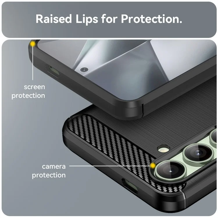 Pour Samsung Galaxy S24 FE Case Carbon Fiber Texture Brossé TPU Phone Cover - Noir