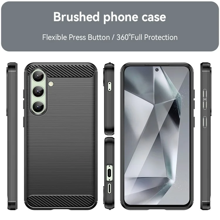Pour Samsung Galaxy S24 FE Case Carbon Fiber Texture Brossé TPU Phone Cover - Noir