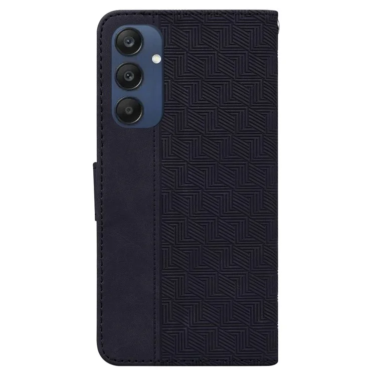 For Samsung Galaxy M35 5G Phone Case Geometry Pattern Leather Flip Wallet Cover - Black