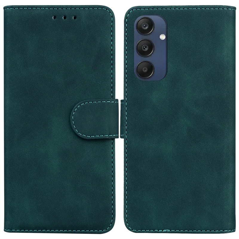 For Samsung Galaxy M35 5G Wallet Phone Case Solid Color Leather Flip Cover - Green