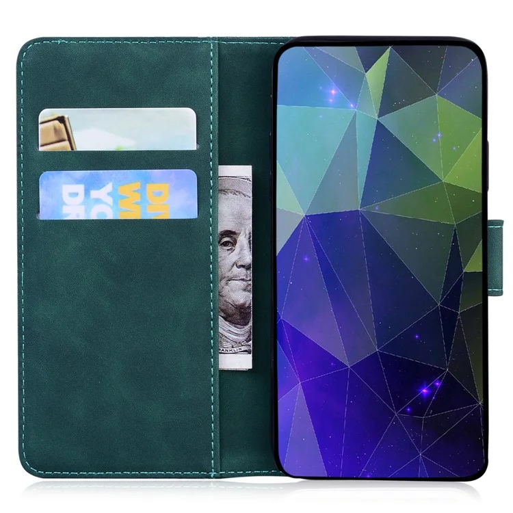 Per il caso del telefono Samsung Galaxy M35 5G Custodia in pelle Custodia a portafoglio Impronta tigre - Verde