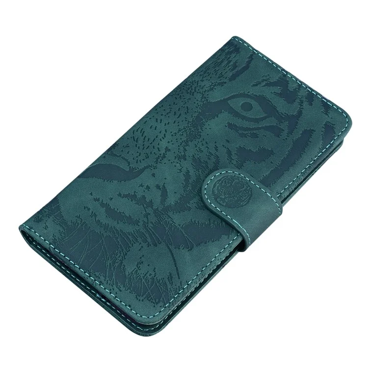Per il caso del telefono Samsung Galaxy M35 5G Custodia in pelle Custodia a portafoglio Impronta tigre - Verde
