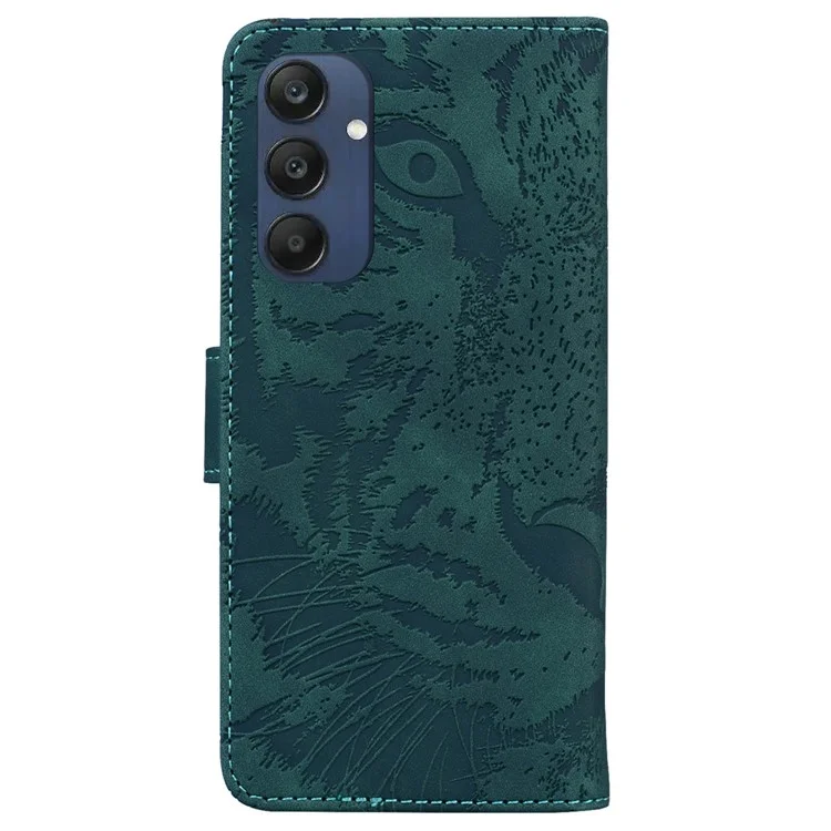 Per il caso del telefono Samsung Galaxy M35 5G Custodia in pelle Custodia a portafoglio Impronta tigre - Verde