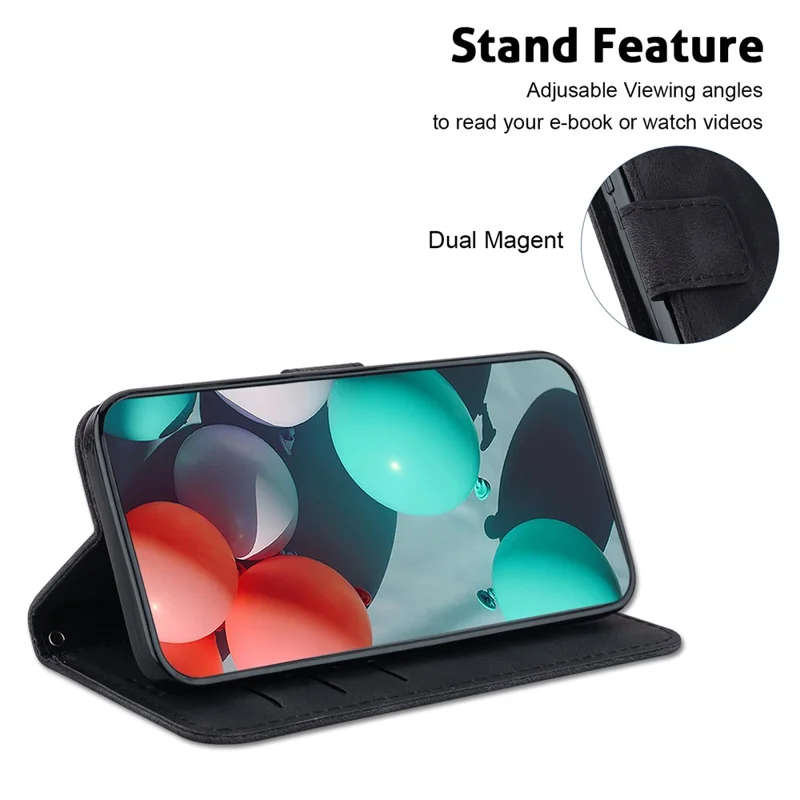 For Samsung Galaxy M35 5G Case 7-Shaped Pattern Imprint Leather Phone Cover - Black