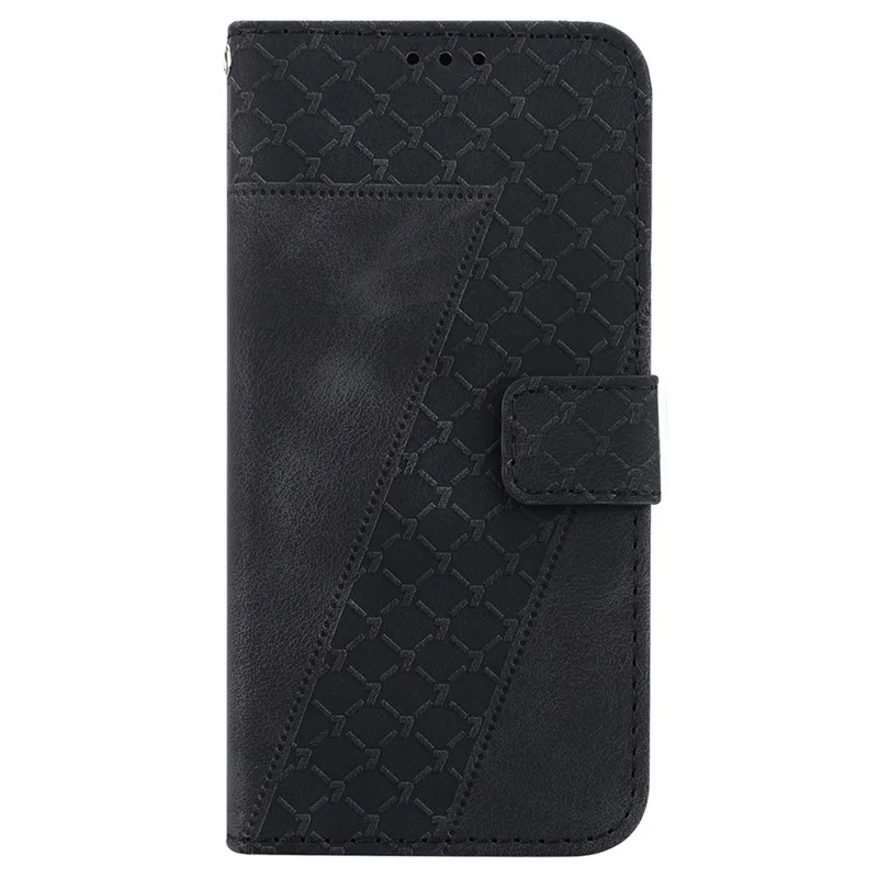 For Samsung Galaxy M35 5G Case 7-Shaped Pattern Imprint Leather Phone Cover - Black