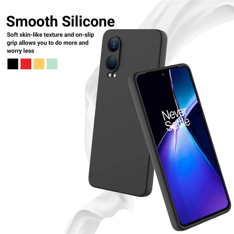 For Oppo K12x 5G (China) / OnePlus Nord CE4 Lite 5G Case Liquid Silicone Anti-Drop Phone Cover with Hand Strap - Black