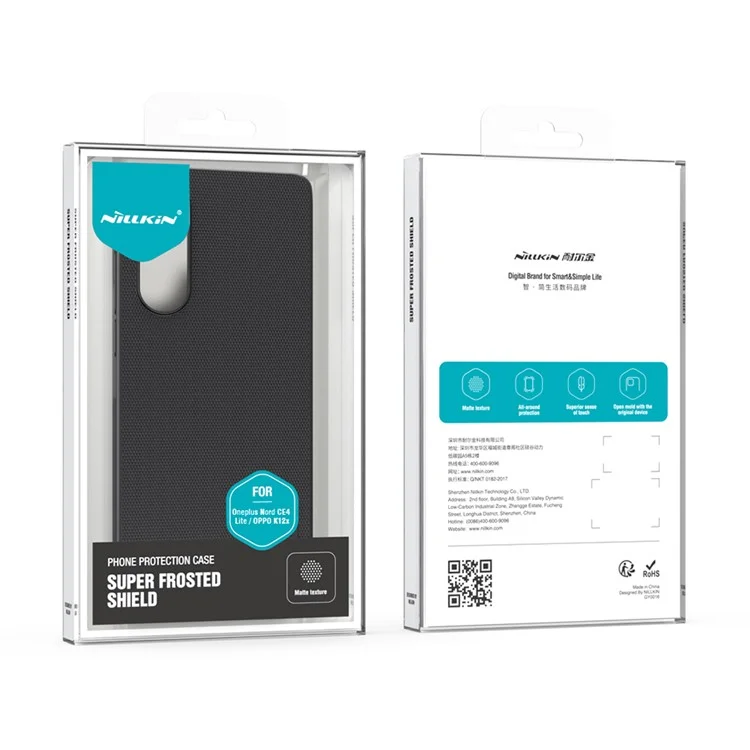 NILLKIN Frosted Shield Funda de Teléfono para OnePlus Nord CE4 Lite 5G / Oppo K12x 5G (China) Carcasa Trasera Dura de PC - Negro
